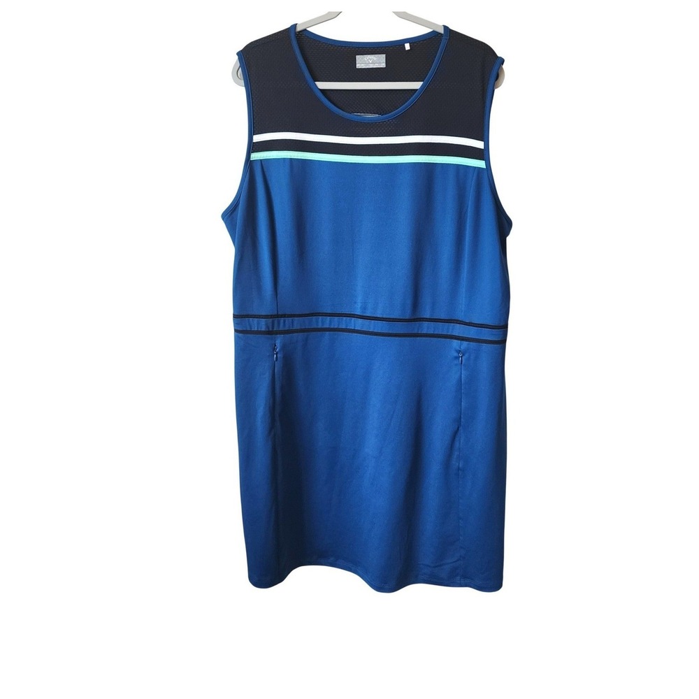 Callaway Color Block Golf Polo Dress, Truesculpt Opti-Dry Navy Blue, XXL Preppy